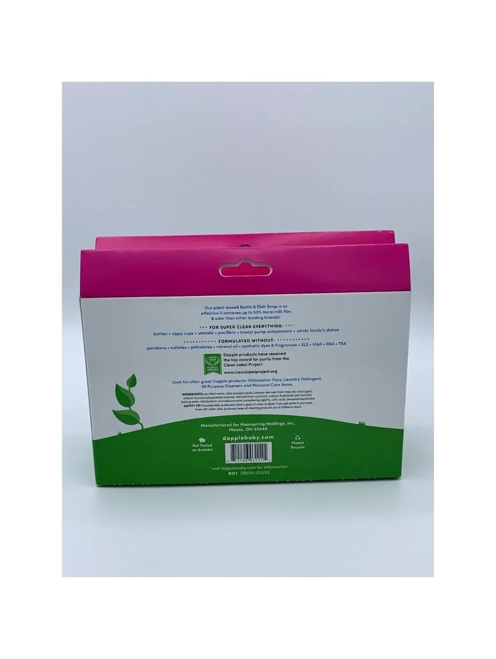Dapple Baby Bottle & Dish Soap 6 Pack 3 oz Travel Size Fragrance Free NEW